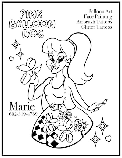 Pink Balloon Dog coloring page — Marie