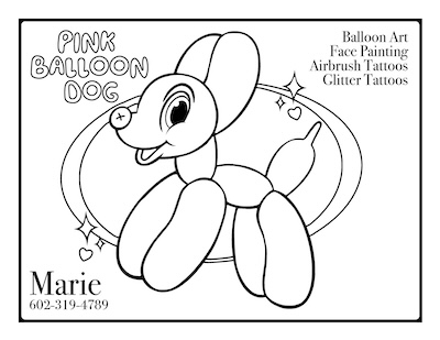 Pink Balloon Dog coloring page — Pinky the balloon dog